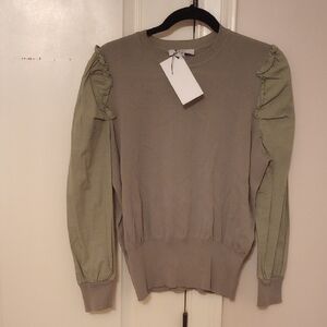 EPIK Chic Olive Women's Sweater with Ruffled Sleeves